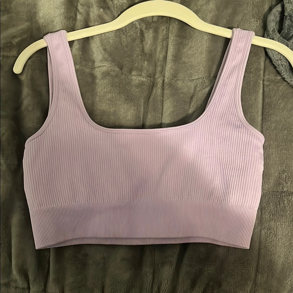 Lavender Ribbed Crop Top - Picture 2 of 3